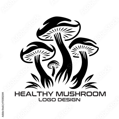 Healthy Mushroom Vector Logo Design