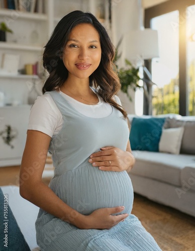 Young, pregnant woman in her living room Free Download Young, pregnant woman in her living room - GFXLoad