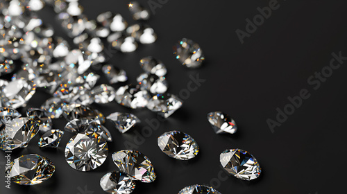 Diamonds on black background, generative ai
