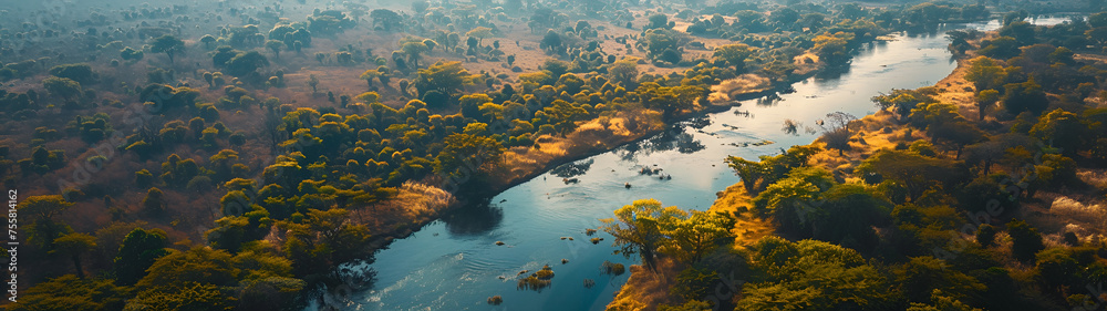African Landscape Drone View . generative ai 