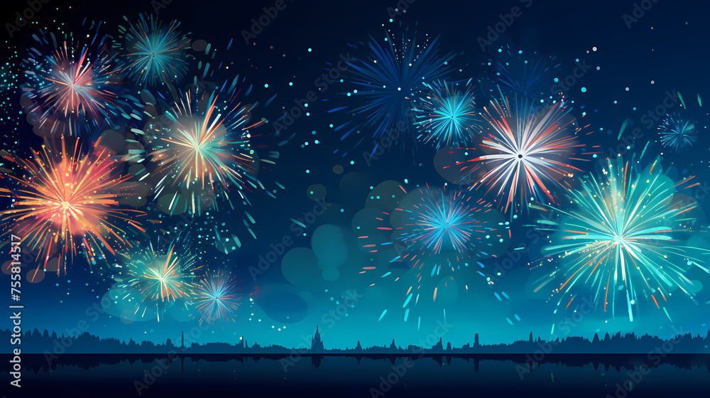 Fototapeta premium Fireworks background for celebration, holiday celebration concept