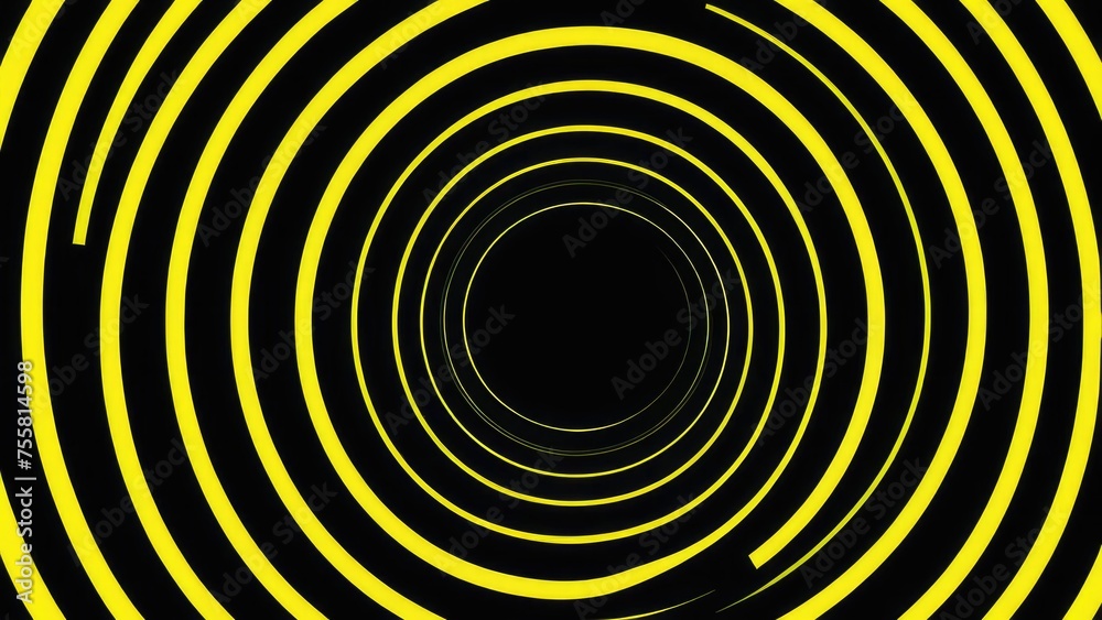 Glowing concentric circles composed of slender, luminous yellow lines, set against a deep black backdrop, radiating an abstract futuristic aura, crafted in a minimalist vector style Glowing concentric circles composed of slender, luminous yellow lines, set against a deep black backdrop, radiating an abstract futuristic aura, crafted in a minimalist vector style