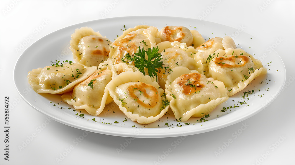 Classic plate of dumplings with herbs