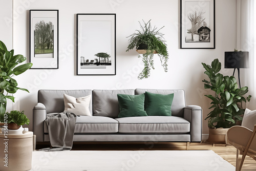 Wohnraum mit Möbeln in grau im modernen Ambiente photo