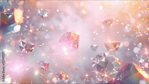 Light pink background booth scattered diamonds or gem