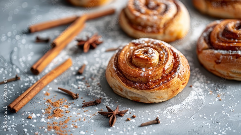 Cinnamon Rolls and Sticks on Baking Sheet