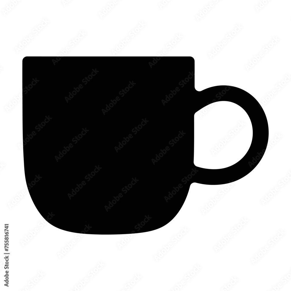 Coffee mug black silhouette on white background. Coffee cup vector illustration Coffee mug black silhouette on white background. Coffee cup vector illustration