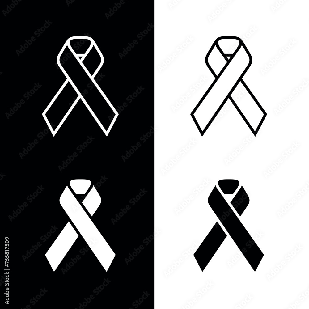 Awareness ribbon icon set. Symbolic (notification) ribbon icon. A piece ...