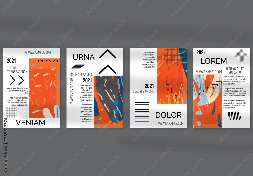 Flyer File Rectangle Flyer Layout with Geometric Shapes and Abstract Bright Rectangle on ...