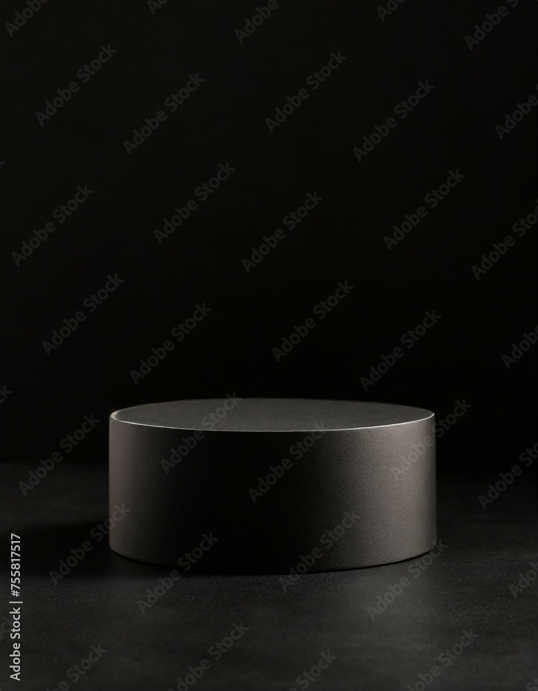 Black Empty round cylinder platform podium Black Empty round cylinder platform podium