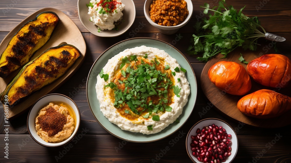 A shana tova menu featuring traditional dishes A shana tova menu featuring traditional dishes