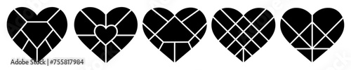 Set heart shape collage. love photo collage empty mockup. vector