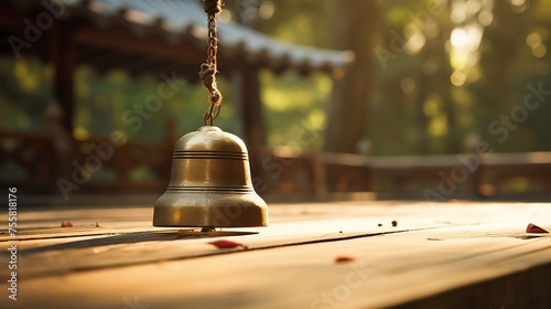 A zen bell being rung to mark the beginning of meditation photo