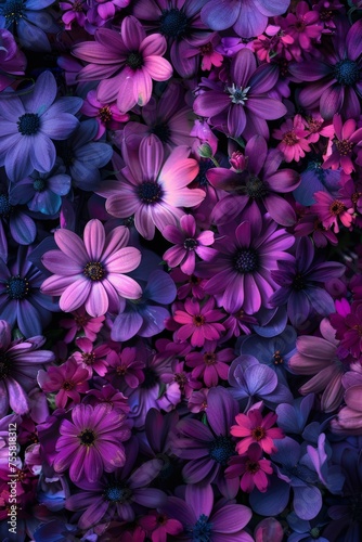 Cluster of Purple Flowers in Grass © BrandwayArt