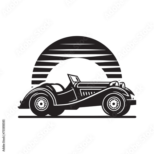 Retro Revival: Vector Classic Car Silhouette for Nostalgic Designs and Vintage Vibes. Retro car illustration, vintage car vector.