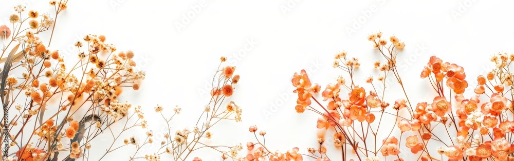 White Wall Adorned With Orange Flowers White Wall Adorned With Orange Flowers