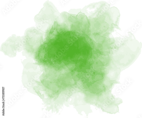 Abstract watercolor blot painted background. Vector isolated illustration. Green shamrock  photo