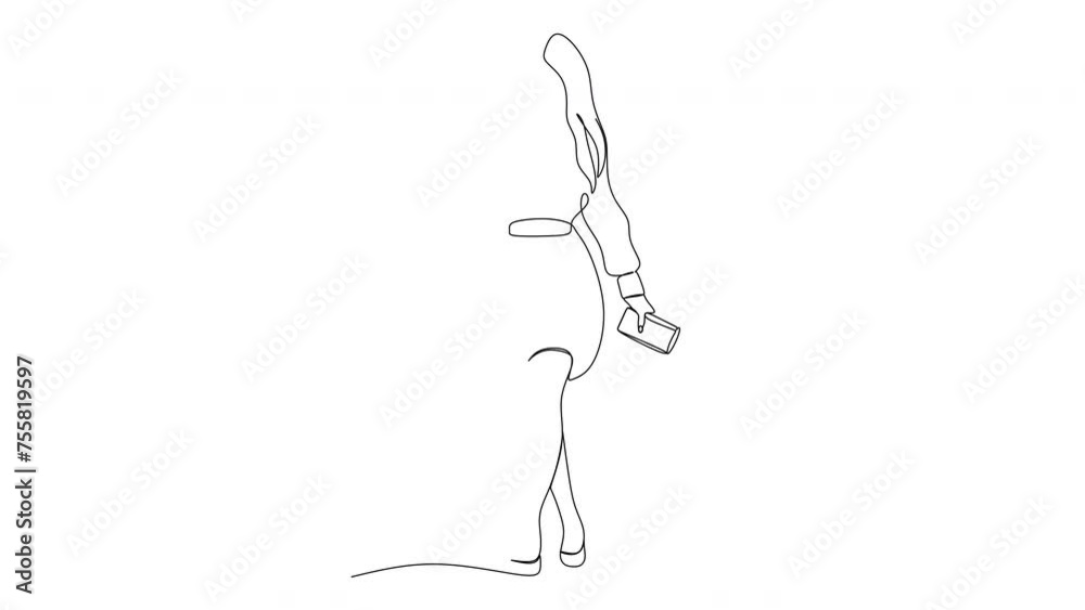 Continuous drawing of women's fashion show. A girl in a dress . Minimalist black linear sketch isolated on white background. Vector illustration Continuous drawing of women's fashion show. A girl in a dress . Minimalist black linear sketch isolated on white background. Vector illustration