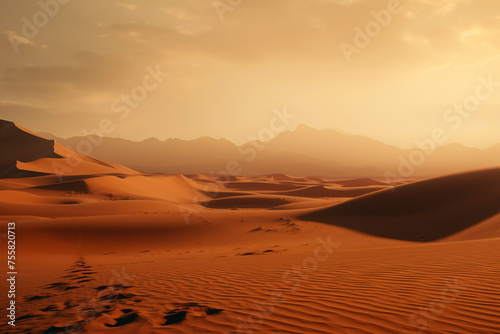 Desert landscape  where sand dunes shift like living entities. Generative AI