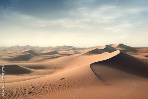 Desert landscape with sand dunes shift like living entities. Generative AI