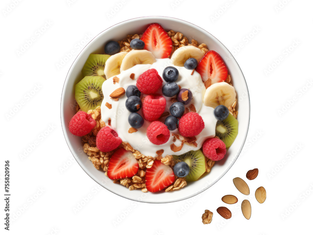 breakfast bowl isolated on transparent background, transparency image, removed background