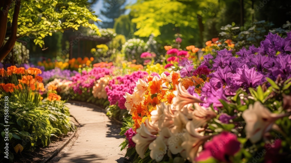 A lush, blooming garden filled with vibrant flowers