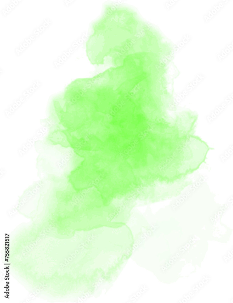 Abstract watercolor blot painted background. Vector isolated illustration. Green lime