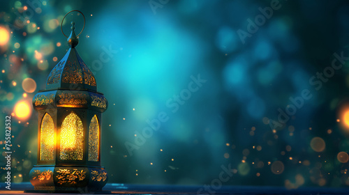 Islamic lamp background on Ramadan night.