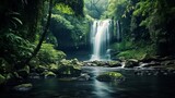 Waterfall in the middle of a lush green forest