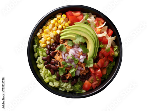 Burrito bowl isolated on transparent background, transparency image, removed background