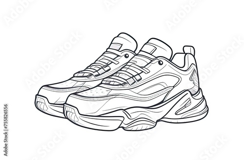 Sneakers.Coloring book antistress for children and adults. Illustration isolated on white background.Zen-tangle style. photo