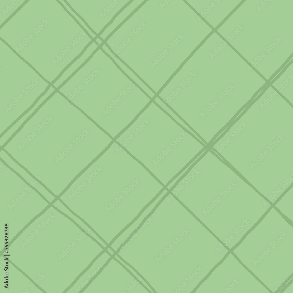 Abstract doodle grid with green background. Squiggle and scribble texture of hand drawn uneven lines. Geometric textured background for textile, cover, wrapping paper, wallpaper design.