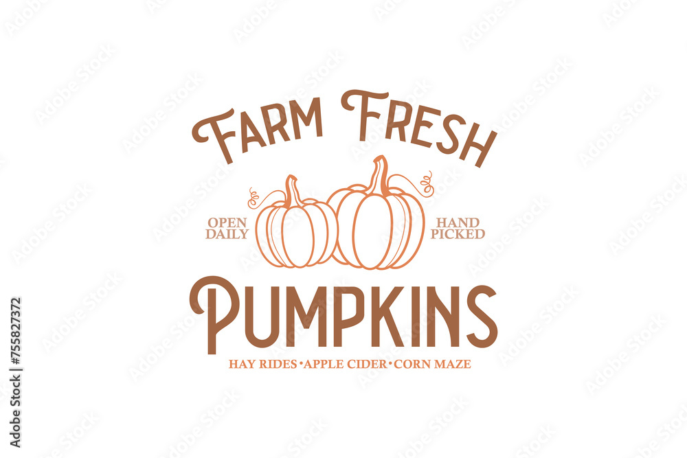 Farm fresh Pumpkin, Fall Quote Pumpkin SVG T shirt design