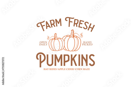 Farm fresh Pumpkin, Fall Quote Pumpkin SVG T shirt design