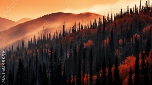 The fiery hues of a forest fire