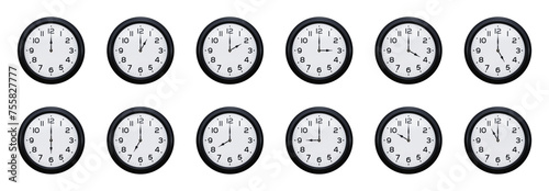 Foto Generic clock displaying time at the top of every hour isolated on transparent background