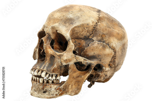 Human Skull Isolated on Transparent Background, (PNG).