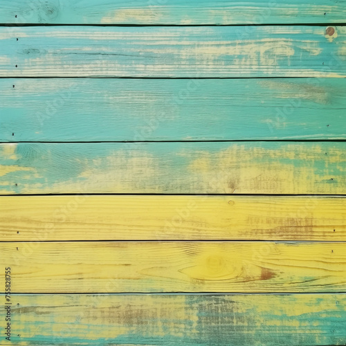 Wallpaper Mural Vintage wood wall background with yellow peeling paint Torontodigital.ca