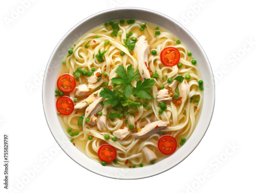 chicken noodle soup isolated on transparent background, transparency image, removed background