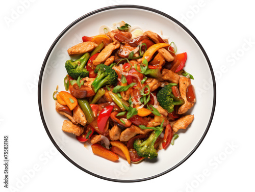 Chicken Stir-Fry isolated on transparent background, transparency image, removed background