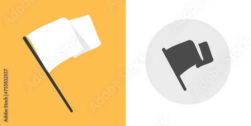 Flag icon waving symbol vector simple pictogram illustration set, flat cartoon pennant shape silhouette black white logo, finish start pole sign, surrender flagpole graphic image clipart