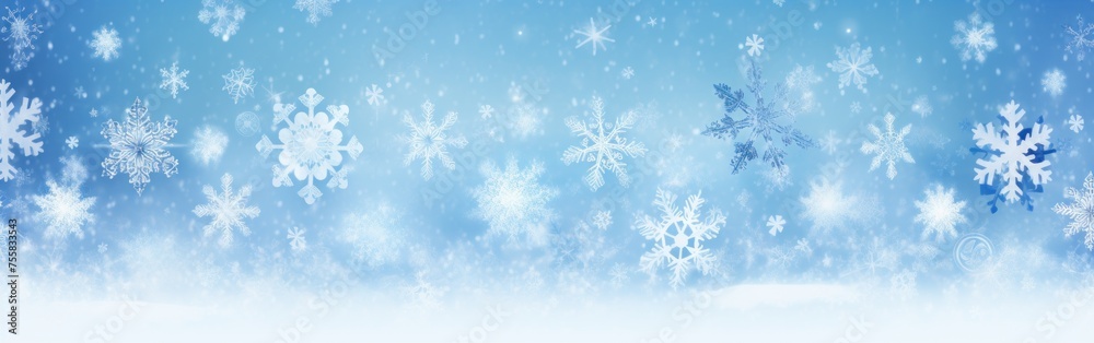 A blue and white background covered with delicate snowflakes, creating a winter-themed design perfect for seasonal promotions or festive displays. A blue and white background covered with delicate snowflakes, creating a winter-themed design perfect for seasonal promotions or festive displays.