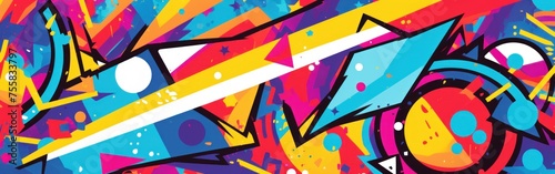 A vibrant and bold graffiti wallpaper filled with various colors and layers of spray paint creating a dynamic and urban look. Banner.