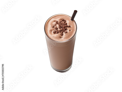 Chocolate Milkshake isolated on transparent background, transparency image, removed background