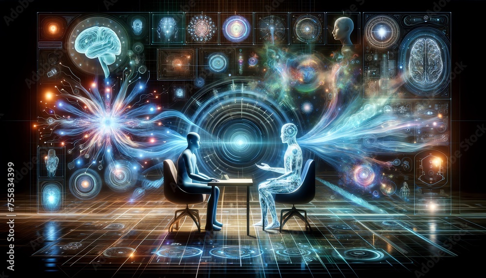 3D Illustration of the Turing Test 3D Illustration of the Turing Test