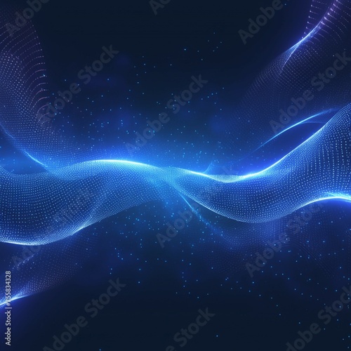 Blue energy waves create a magical futuristic hi tech background screen For Social Media Post Size