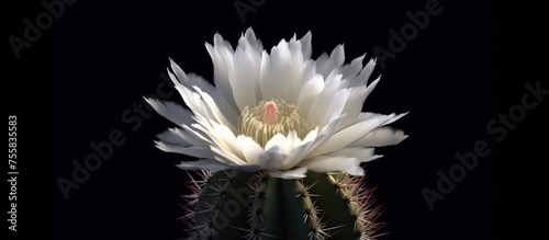 Blooming Cactus Flower black background