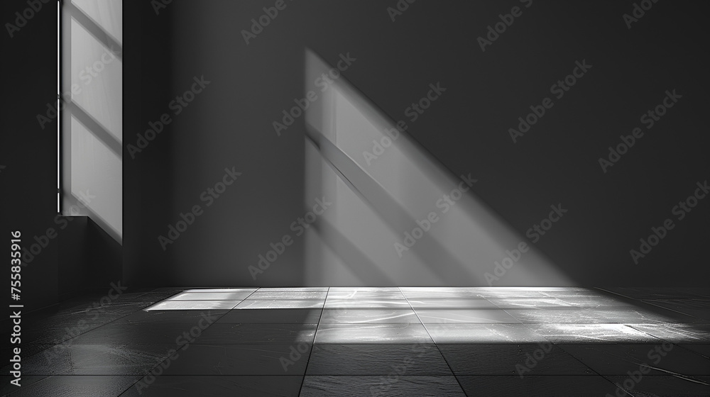 Empty minimalist room with gray wall, generative ai