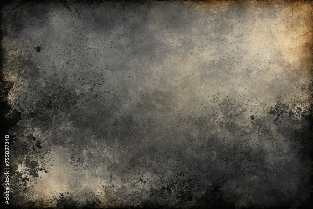 Old paper texture forming the groundwork of a grunge-style abstract background, featuring layers of translucency in shades of black and dark grey