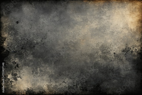 Old paper texture forming the groundwork of a grunge-style abstract background, featuring layers of translucency in shades of black and dark grey photo